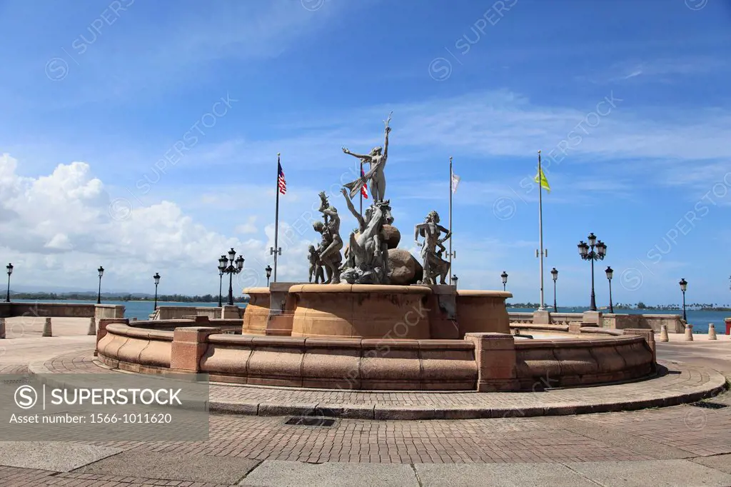 Raices Fountain, Old San Juan, San Juan, Puerto Rico, USA, Caribbean