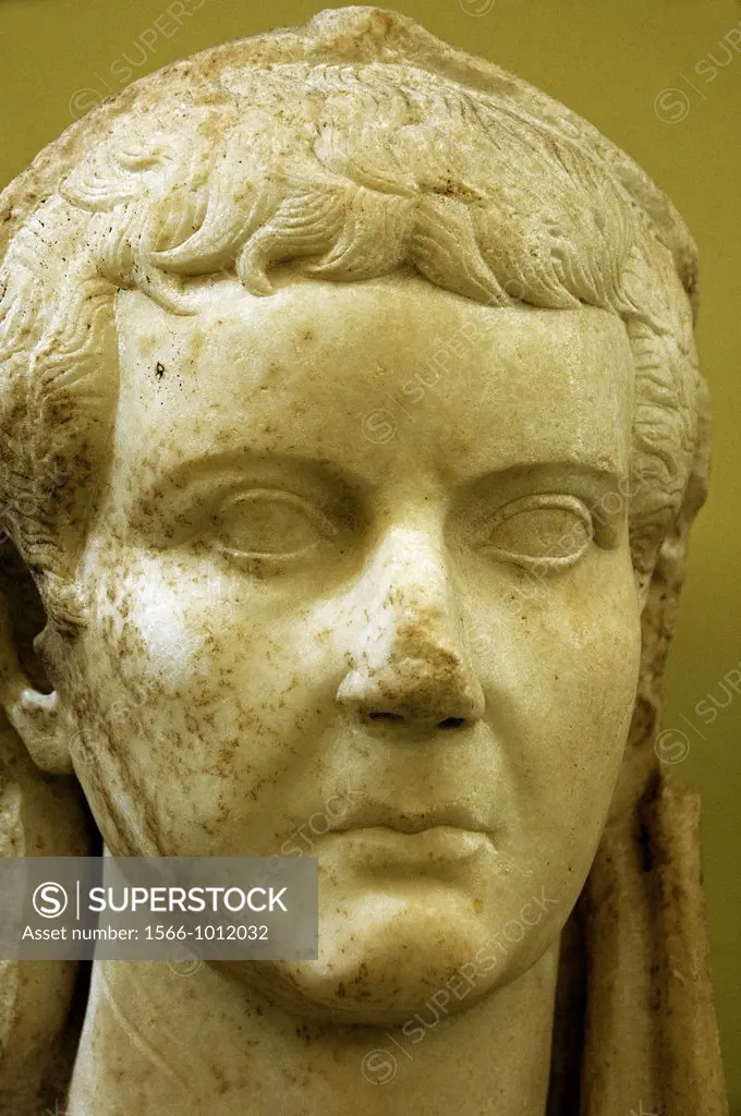 Marble portrait of Roman Emperor Tiberius, Roman Imperial times 14 - 37 AD, Archaeological Museum of Heraklion, Crete, Greece