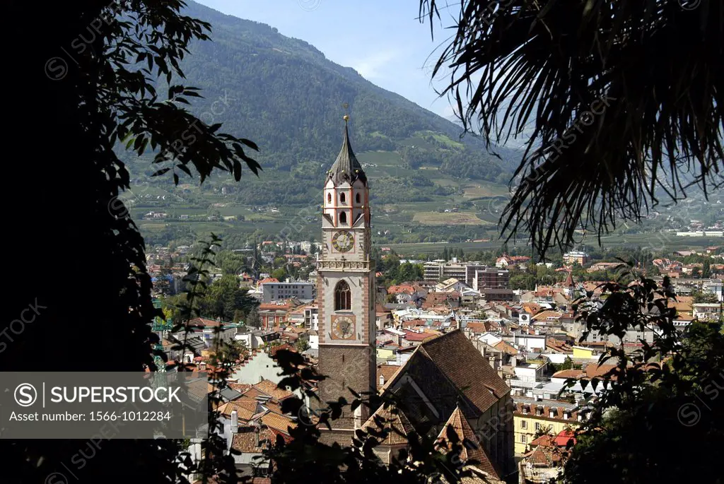 Parish church Saint Nicholas of Merano in South Tyrol from the 14th century   Caution: For the editorial use only  Not for advertising or other commer...
