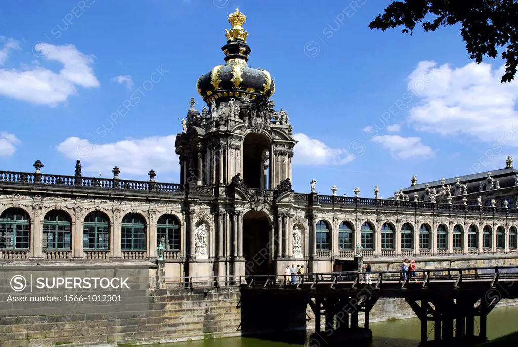 Zwinger palace in Dresden with crown gate as an entrance to the inner courtyard of the baroque building - Caution: For the editorial use only  Not for...