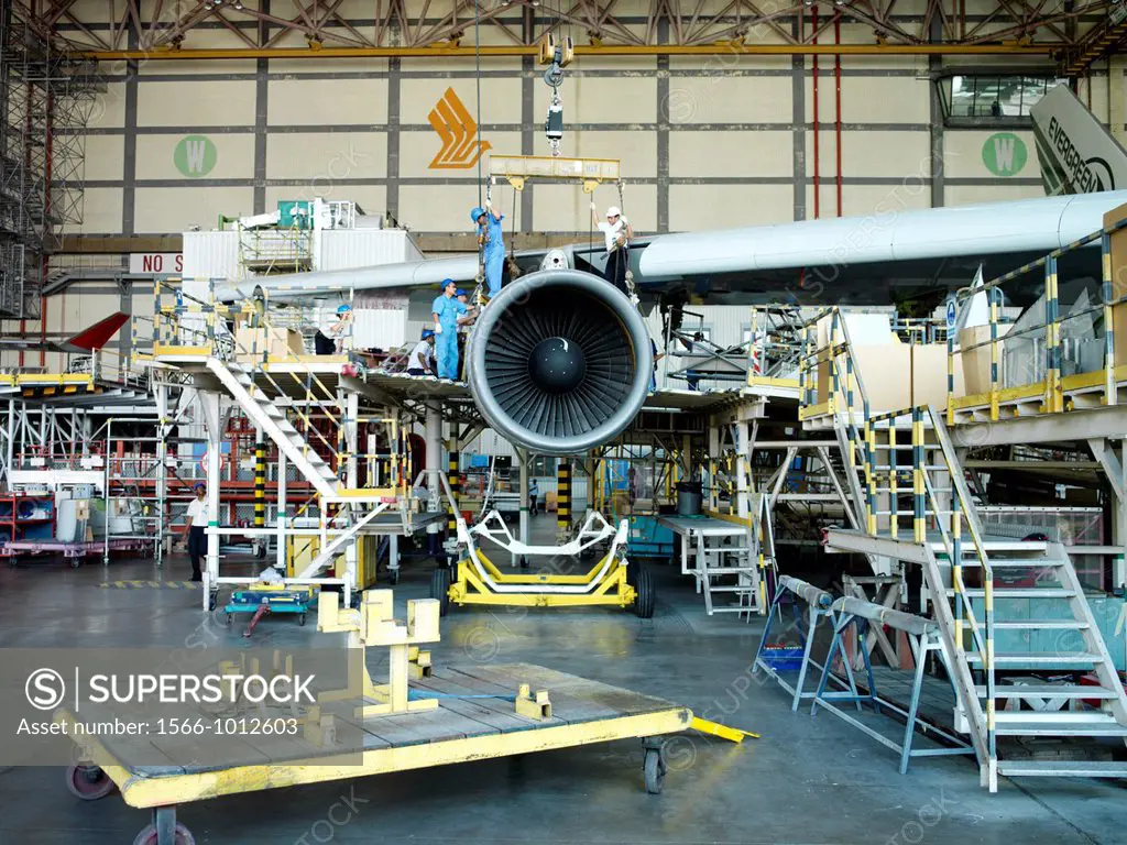 Workers in a maintenance aviation facility at the SIA Engineering Company in Singapore   SIA Engineering Company Limited is a major provider of aircra...