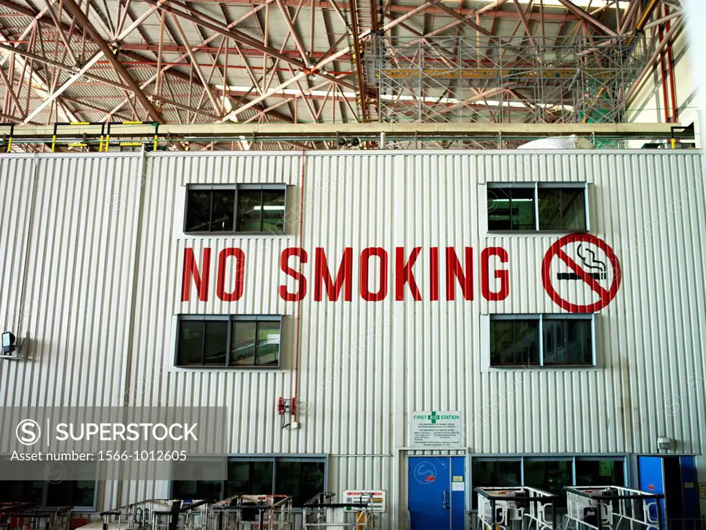 A big ´No Smoking´ sign at the maintenance facility of the SIA Engineering Company in Singapore   SIA Engineering Company Limited is a major provider ...