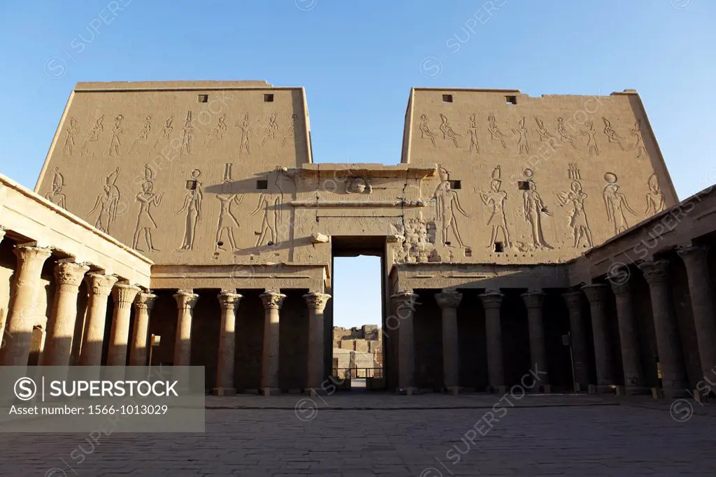 The first pylon of Horus temple in Edfu, Egypt