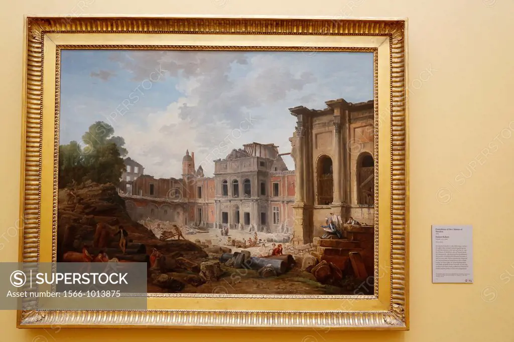 USA, California, city of Los Angeles, Getty Center Museum, Meudon castle being demolished by french artist Hubert Robert