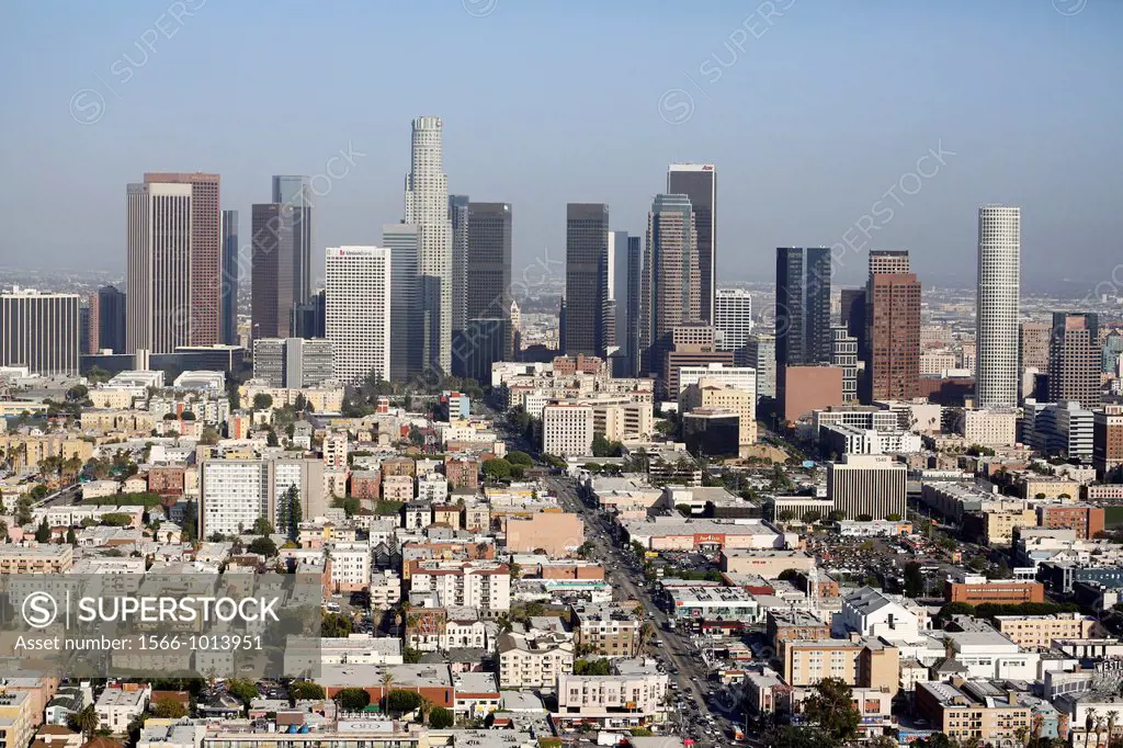 USA, California, city of Los Angeles, aerial photography, Downtown skyscrapers