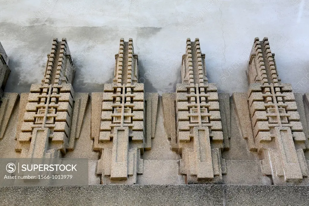 USA, California, city of Los Angeles, The Aline Barnsdall Hollyhock House, originally designed by architect Frank Lloyd Wright as a residence for oil ...