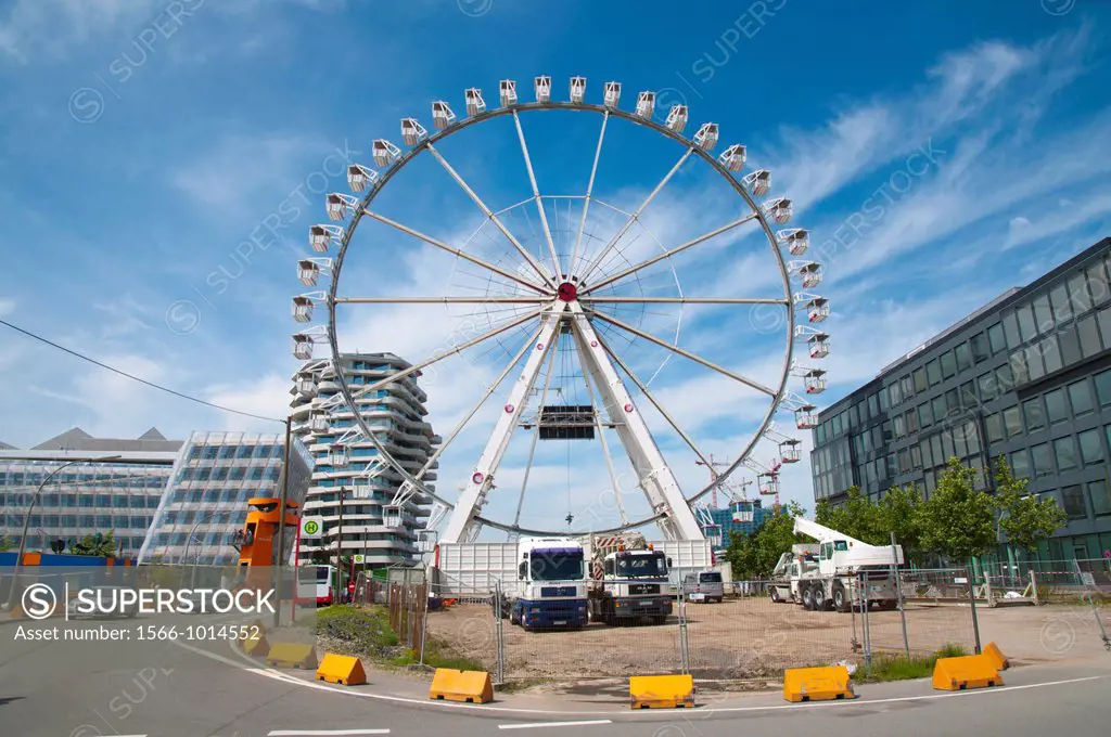 Ferris wheel in HafenCity area under development central Hamburg Germany Europe