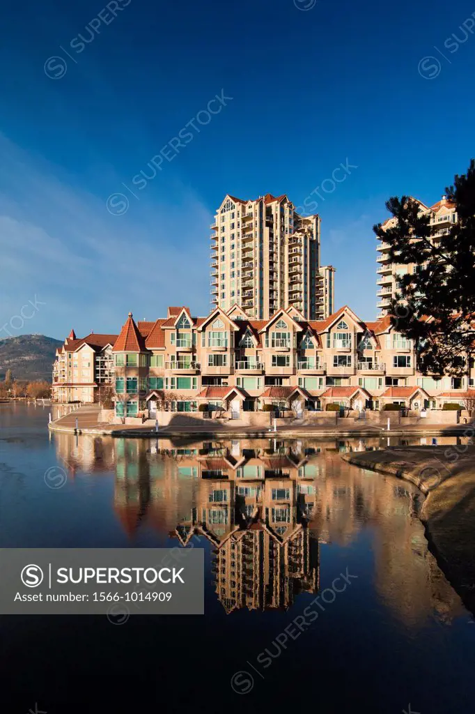 Canada, British Columbia, Okanagan Valley, Kelowna, condo building by Lake Okanagan