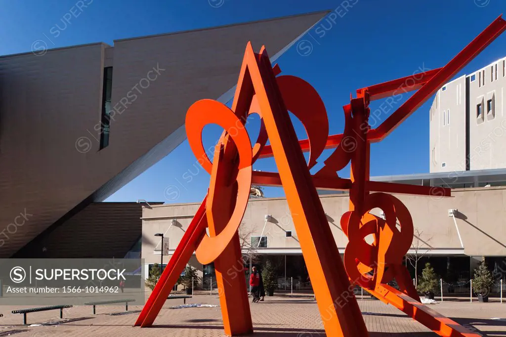 USA, Colorado, Denver, Lao Tzu, sculpture by Mark di Suvero, outside the Denver Public Library in Acoma Plaza