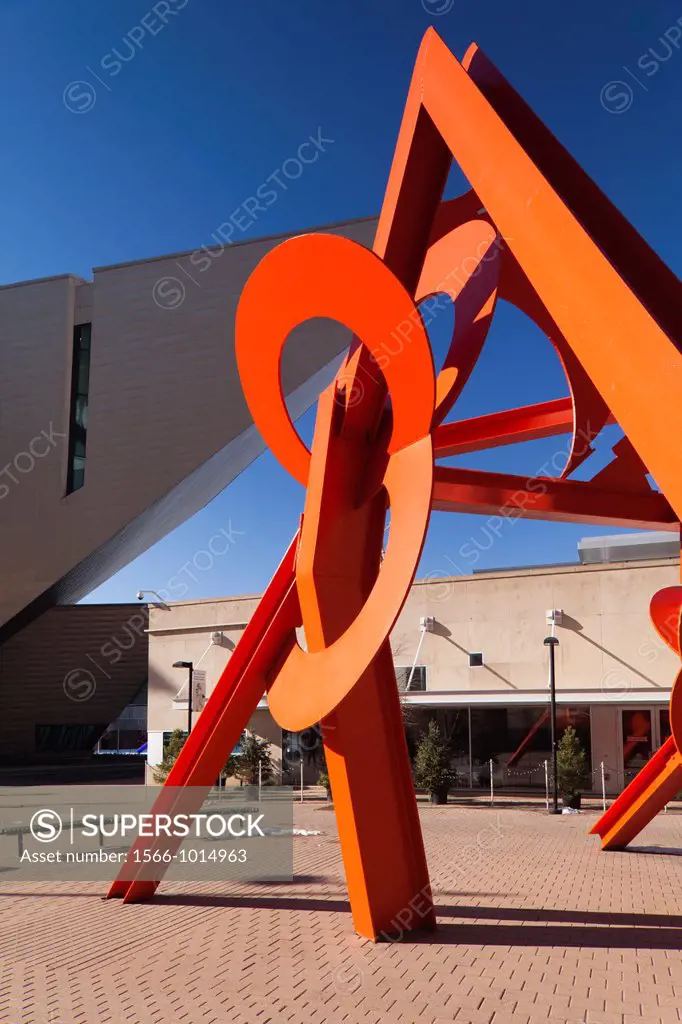 USA, Colorado, Denver, Lao Tzu, sculpture by Mark di Suvero, outside the Denver Public Library in Acoma Plaza