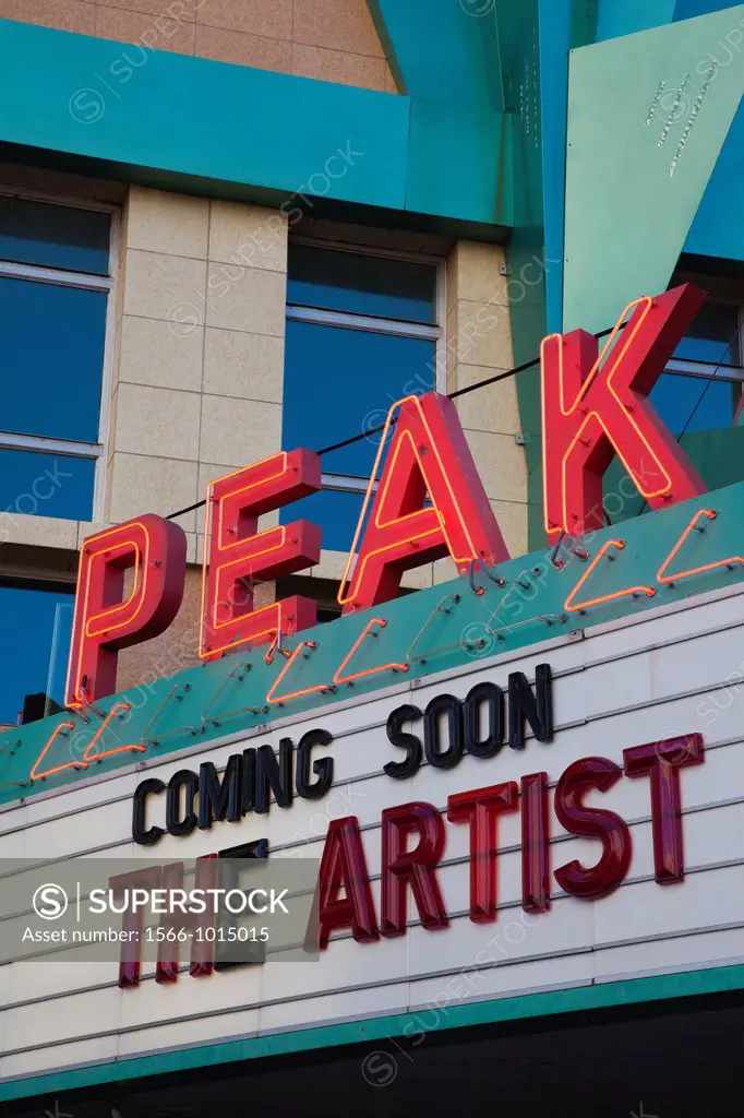 USA, Colorado, Colorado Springs, Peak Theater marquee