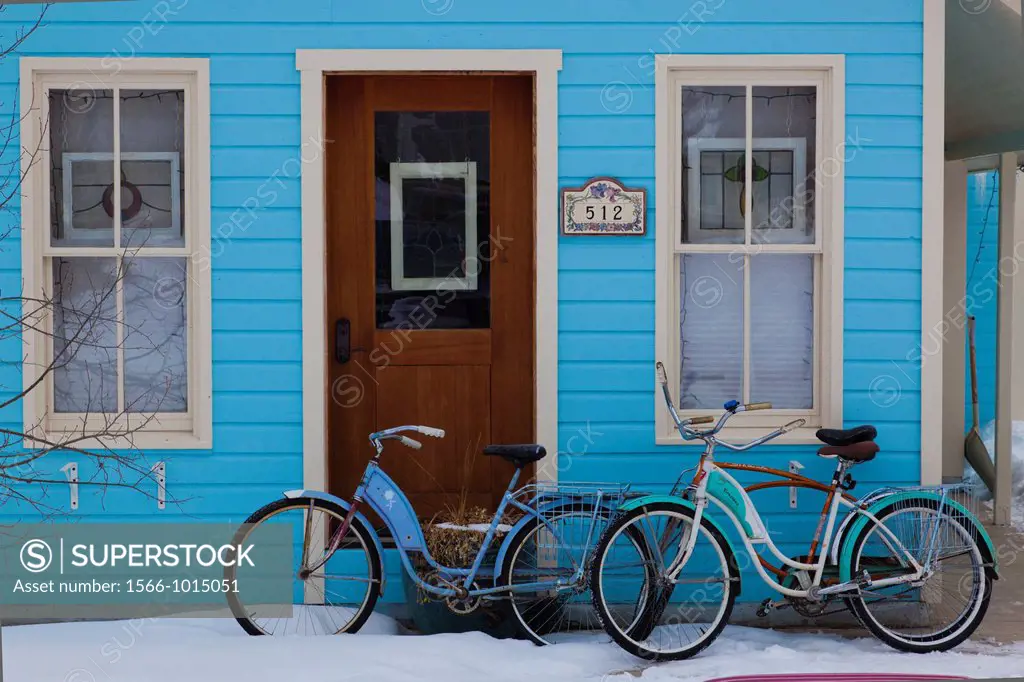 USA, Colorado, Crested Butte, house detail, winter