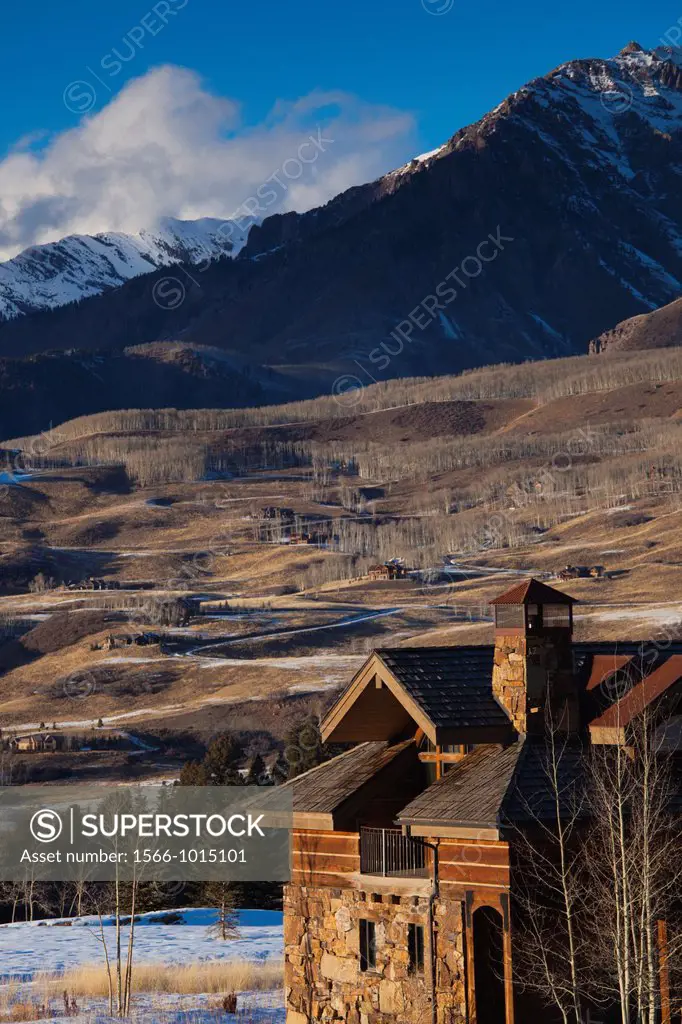 USA, Colorado, Telluride, Mountain Village Ski Area, ski condos
