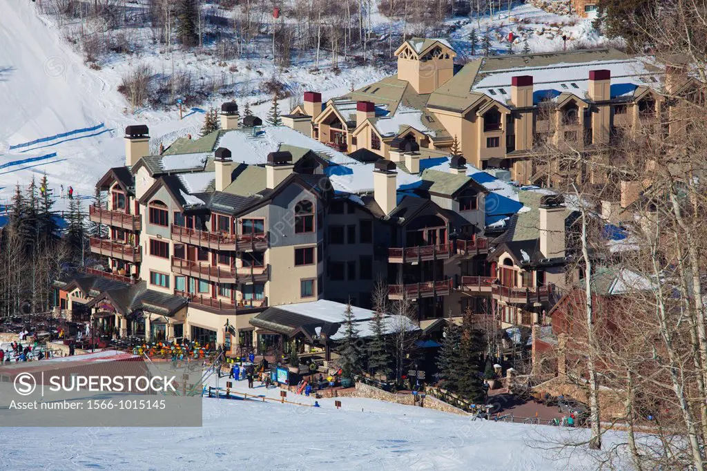 USA, Colorado, Beaver Creek, Beaver Creek Ski Resort, elevated view, winter