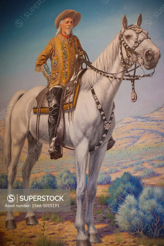 USA, Colorado, Golden, Lookout Mountain, Buffalo Bill Museum, painting of Buffalo Bill