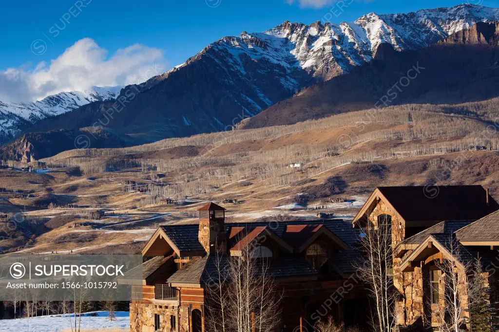 USA, Colorado, Telluride, Mountain Village Ski Area, ski condos