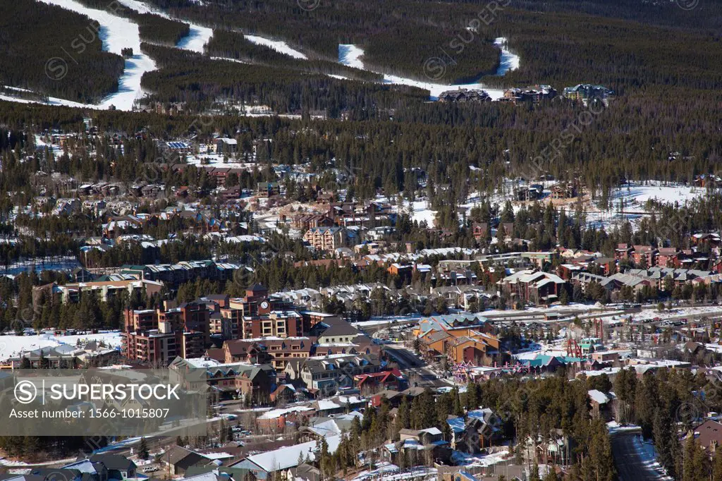 USA, Colorado, Breckenridge, elevated town view from Mount Baldy