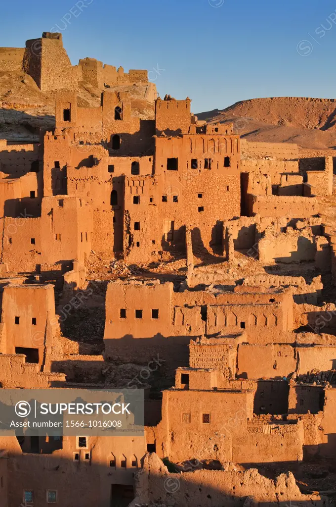 the ancient kasbah of Ait Benhaddou UNESCO World Heritage Site at sunrise, Morocco