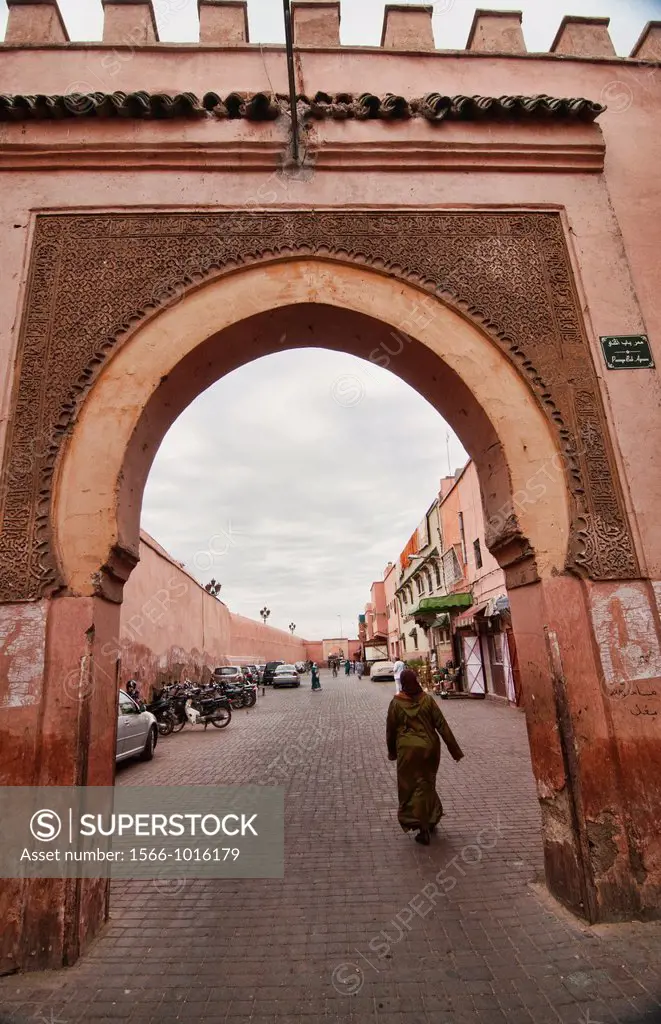 The Bab Agnaou, gateway to the ancient medina in Marrakech, Morocco