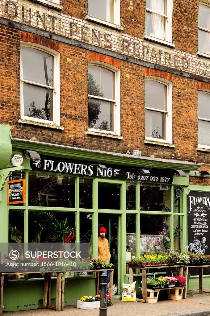 Flower shop in Stoke Newington, London, England, UK, Europe.