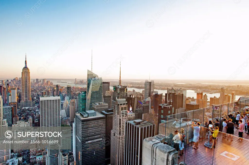 Midtown and the Empire State building, from the top of the Rockefeller Center Building, Manhattan, New York City  USA.