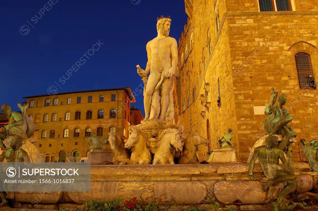 Neptune Fountain, Piazza della Signoria (Signoria square), Florence, Tuscany, Italy, Europe