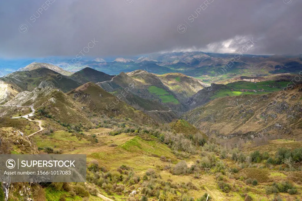 View from Mirador de La Reina at Covadonga, Picos de Europa National Park, Asturias, Northern Spain
