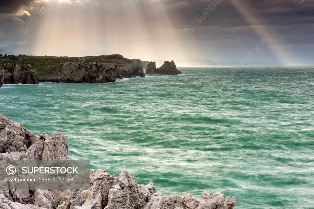 Limestone cliffs, Llames de Pría, Llanes, Asturias,