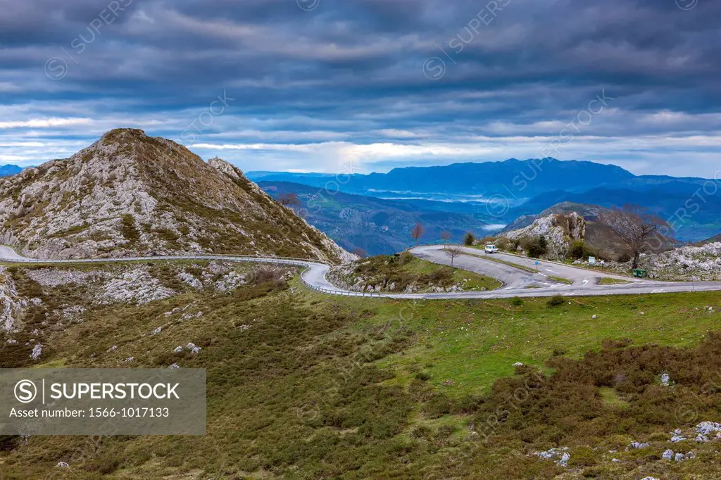 View on montain near Mirador de La Reina at Covadonga, Picos de Europa National Park, Asturias, Northern Spain