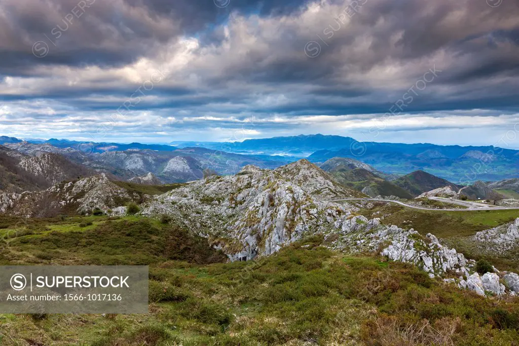 View on montain near Mirador de La Reina at Covadonga, Picos de Europa National Park, Asturias, Northern Spain