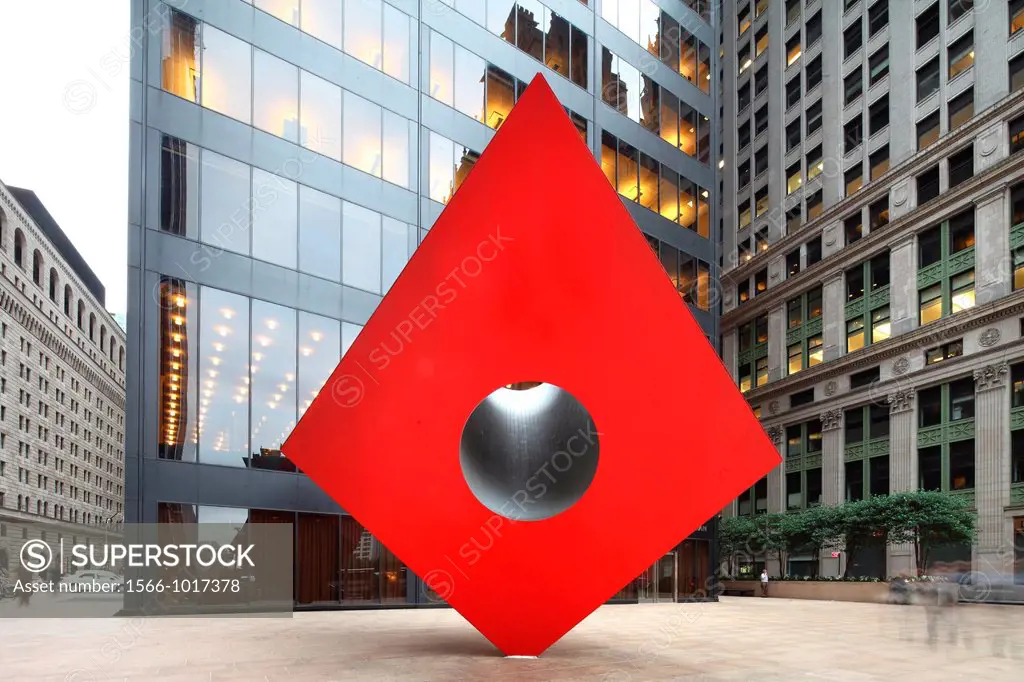 NEW YORK - MAY 12: Isamu Noguchi´s Red Cube sculpture sits in front of the Brown Brothers Harriman building, in New York, New York on jun 12, 2012