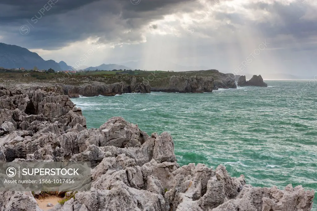 Limestone cliffs, Llames de Pría, Llanes, Asturias,