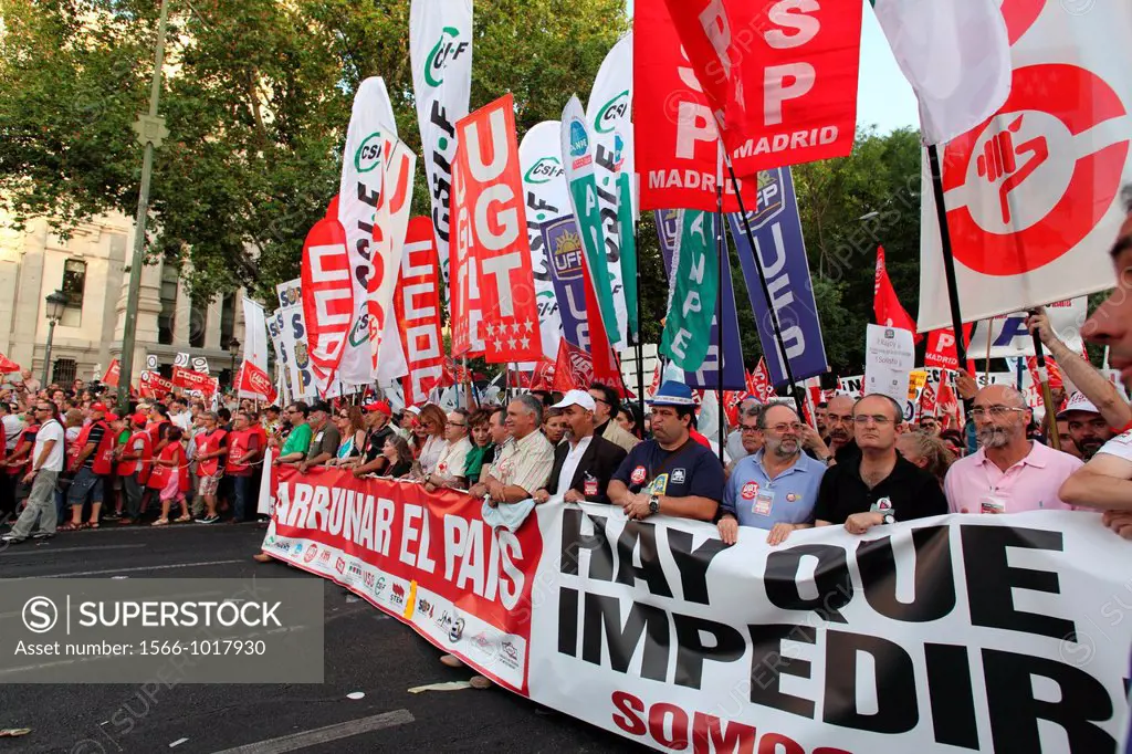 Massive Protest July 19, 2012 against the measures proposed by the Spanish government to improve the current economic crisis, Madrid, Spain, Europe