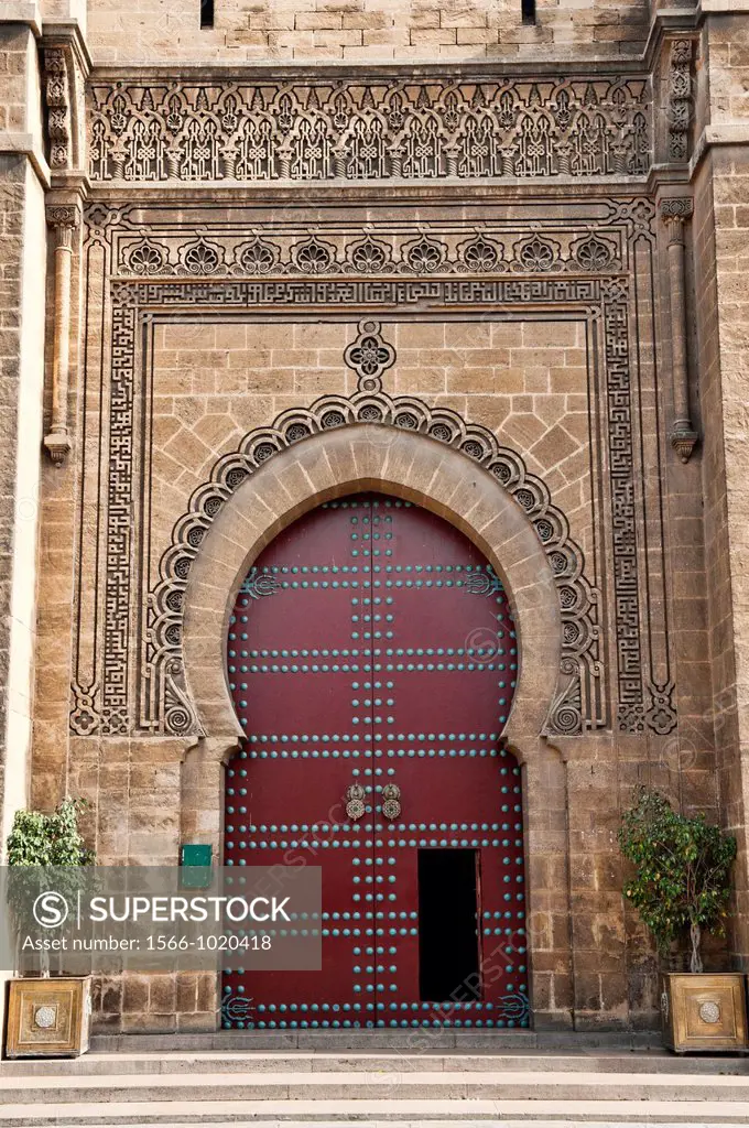door at the Mahakma du Pasha courts building in the Quartier Habous in Casablanca, Morocco