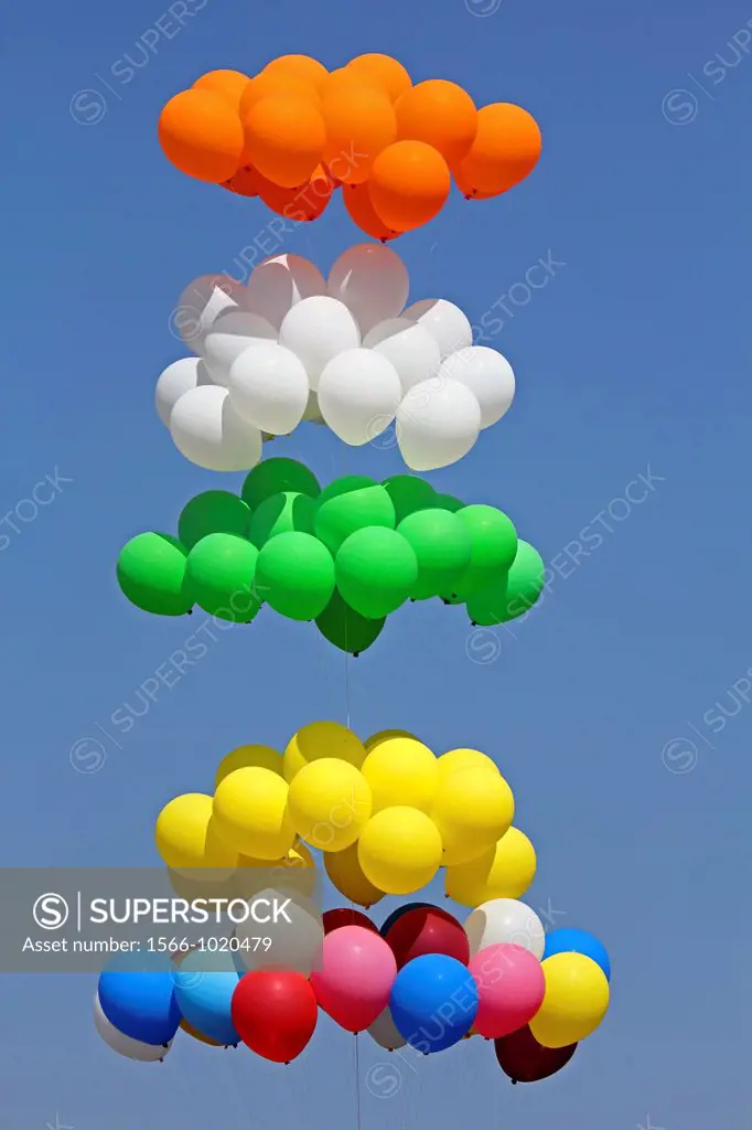 Balloons in the national Tri colors of India