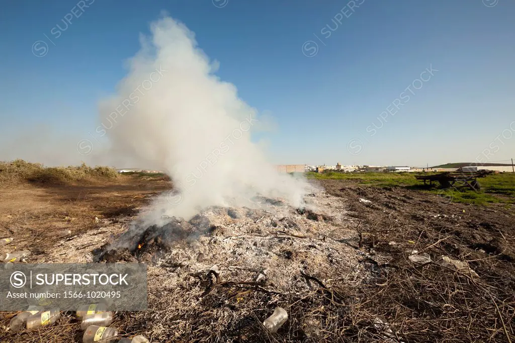 burning of residues and debris field, Andalusia, Europe
