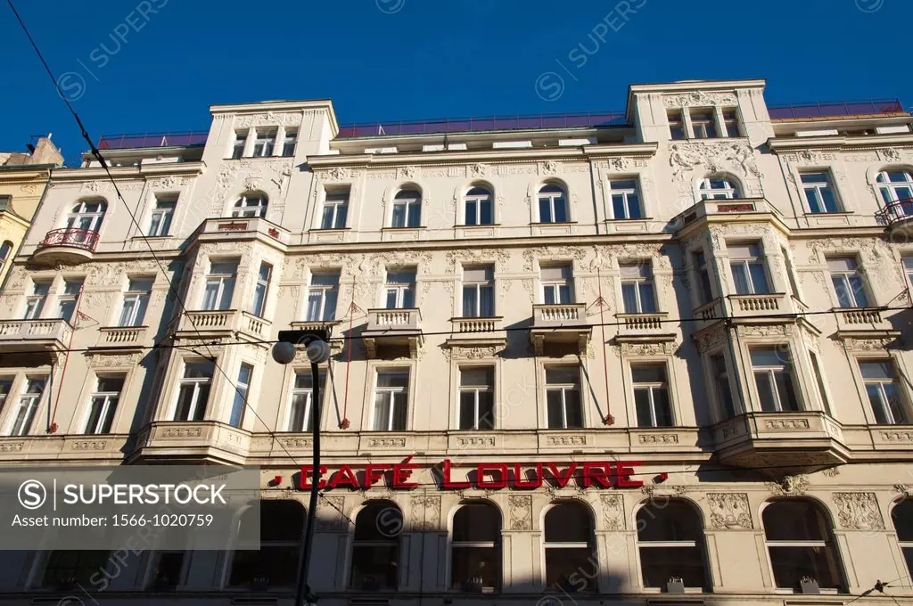 Famous Cafe Louvre along Narodni street Nove Mesto the new town Prague Czech Republic Europe