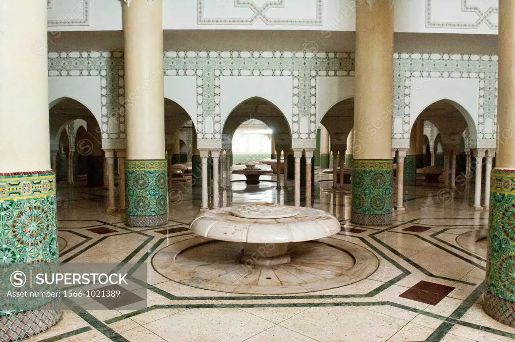 fountain inside the Hassan II Mosque in Casablanca, Morocco