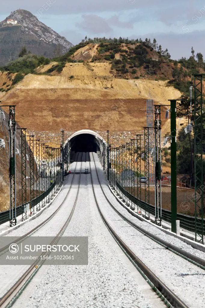Tunnel in the Town of Vedra of line of high-speed train between Madrid and Galicia, Spain