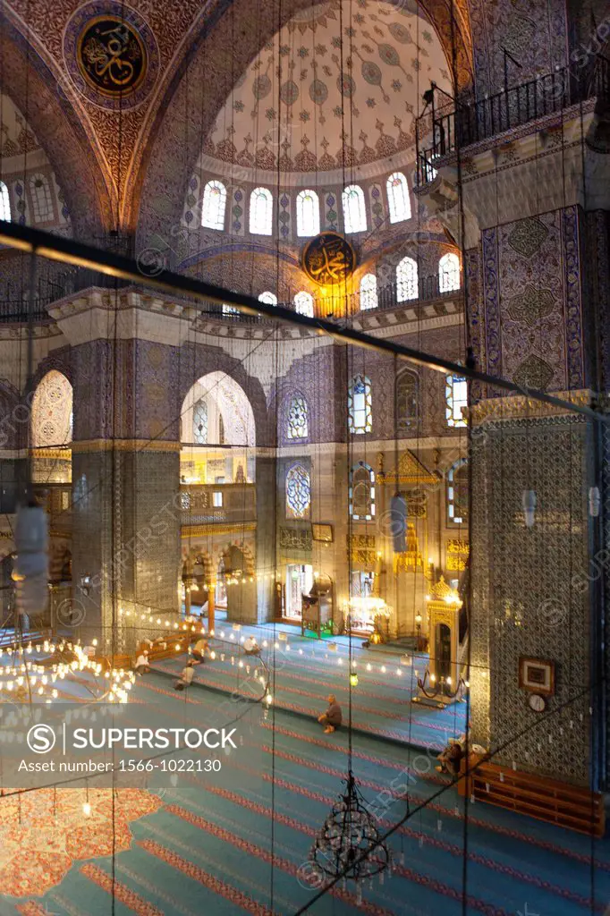 Interior of the Sultan Ahmed Blue mosque, Istanbul