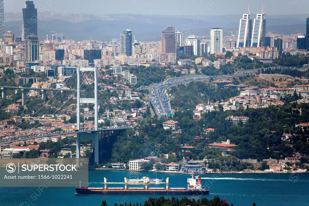 view from the eastern side of Istanbul on the Bosphorus bridge