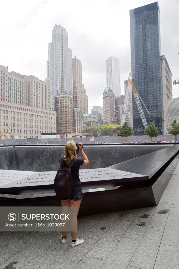 New York, NY - The 9/11 Memorial, commemorating the September 11, 2001 attacks on the World Trade Center and the Pentagon  The focus of the memorial i...