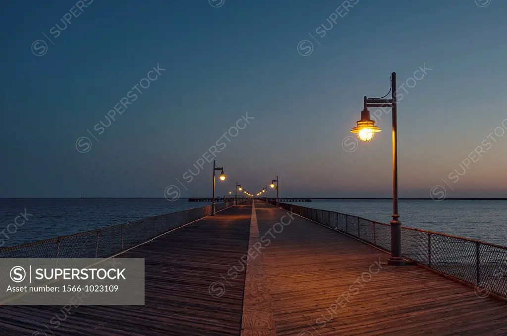 Boardwalk pier at night  Cape Henlopen State Park, Delaware