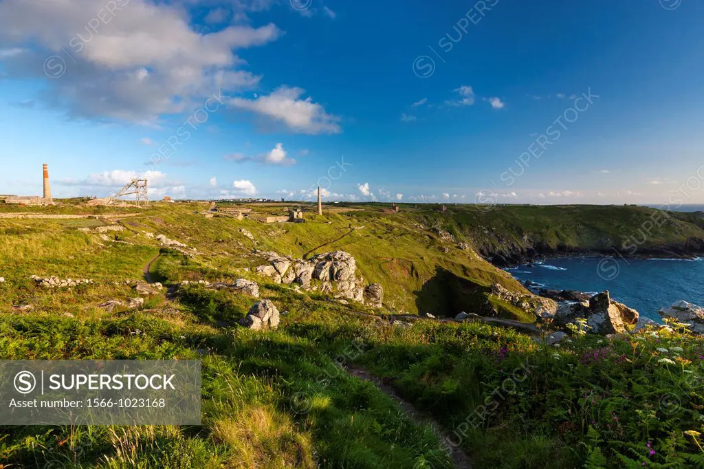 Tin mine on coast, Botallack, Cornwall, England, UK, Europe