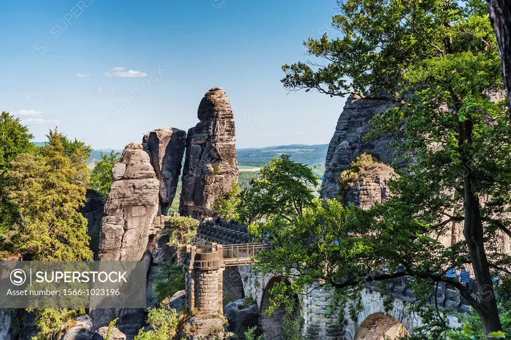 Spectacular rock formation Bastei Bastion and Bastei Bridge It is one of the most visited tourist attractions in the Saxon Switzerland, municipality L...