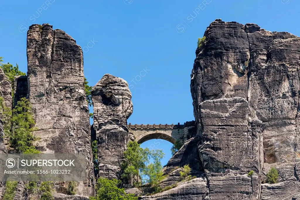 Spectacular rock formation Bastei Bastion and Bastei Bridge It is one of the most visited tourist attractions in the Saxon Switzerland, municipality L...