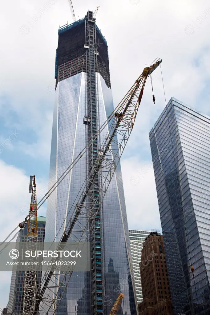 New York, NY - Construction of the new 1 World Trade Center office tower to replace the towers destroyed in the September 11, 2001 terrorist attack  W...