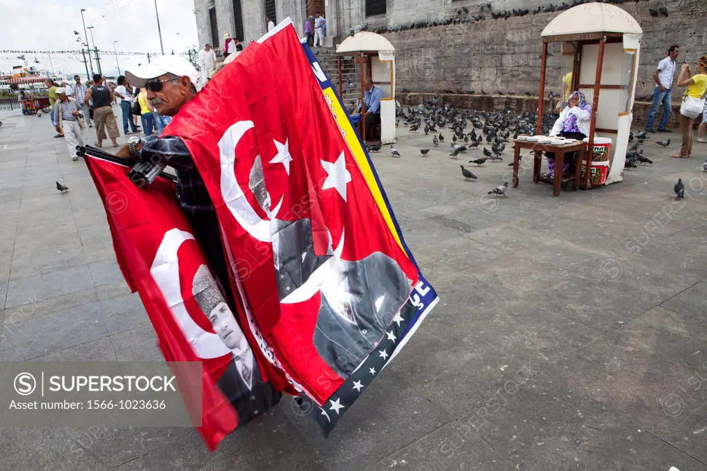 Turk selling flags of Ataturk, istanbul