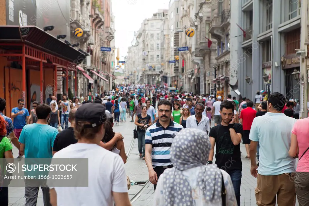 shopping street in taxim area, istanbul