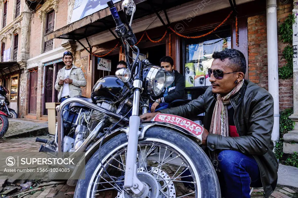Royal Enfield motorcycle, Patan, Kathmandu, Nepal, Asia